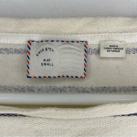 Anthro Postage Stamp Striped Long Sleeve Shirt Size S - Picture 2 of 4